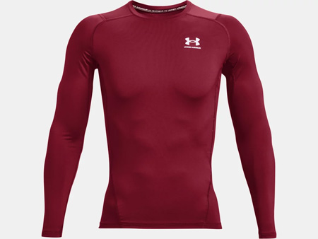 Under Armour Mens HeatGear Compression Long-Sleeve T-Shirt Cardinal  625/White Medium 